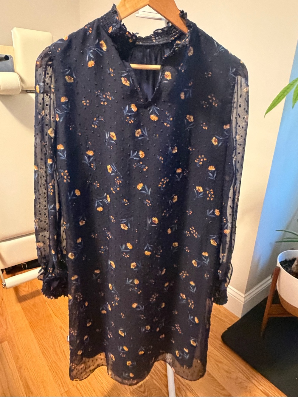Draper James Navy Dress with Yellow Floral Print